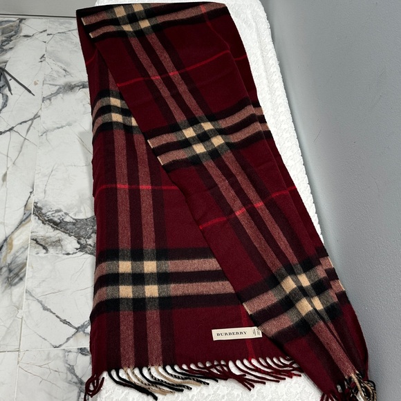 Burberry Burgundy and Black Checkered Scarf - Picture 3 of 6
